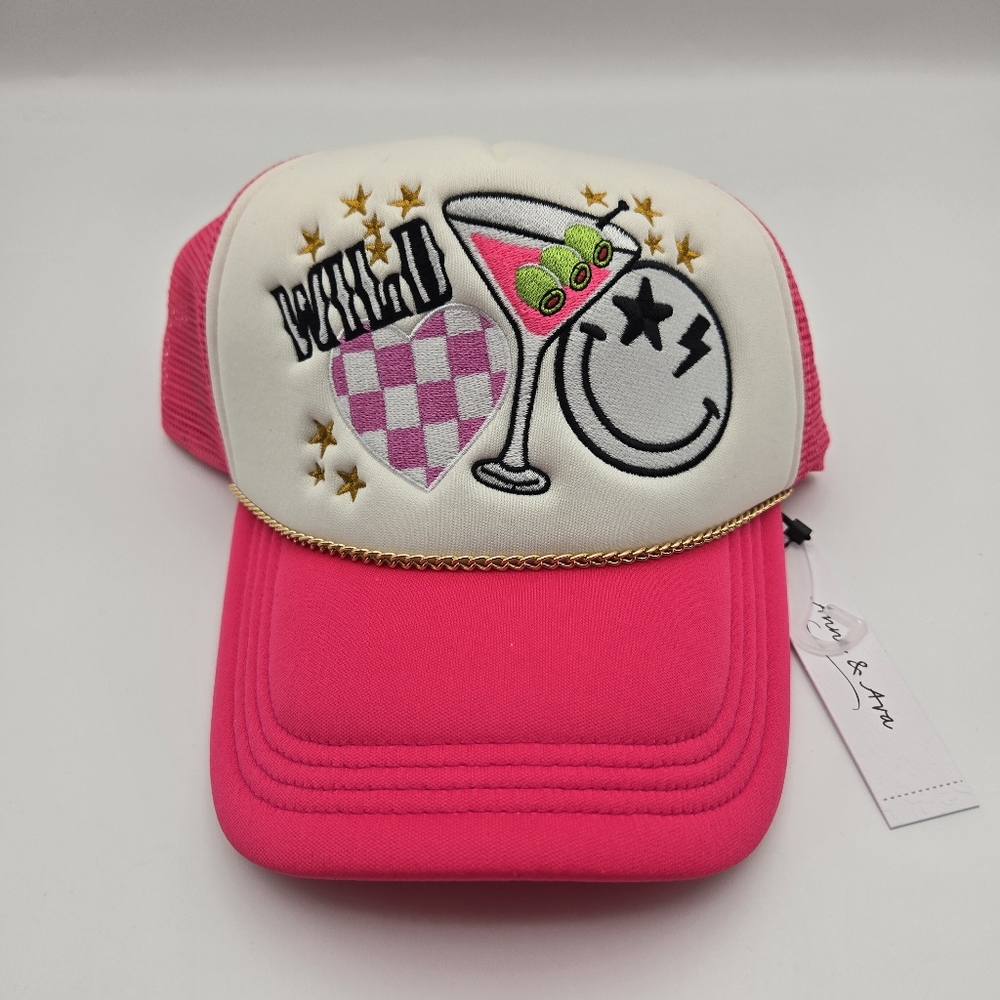 NEW Anna & Ava Bright Pink Adjustable Trucker Hat Cap WILD Martini